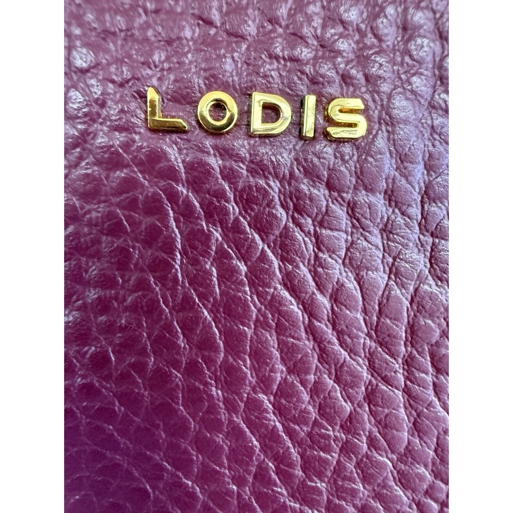 LODIS Emily Burgundy Pebbled Leather Convertible Shoulder Bag Wristlet or Clutch - Picture 8 of 10